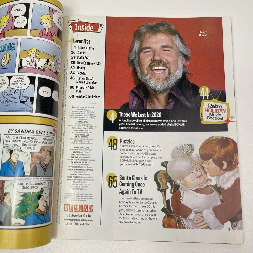 REMIND Magazine December 2020 Farewell To Stars We Lost Diana Rigg Kenny Rogers